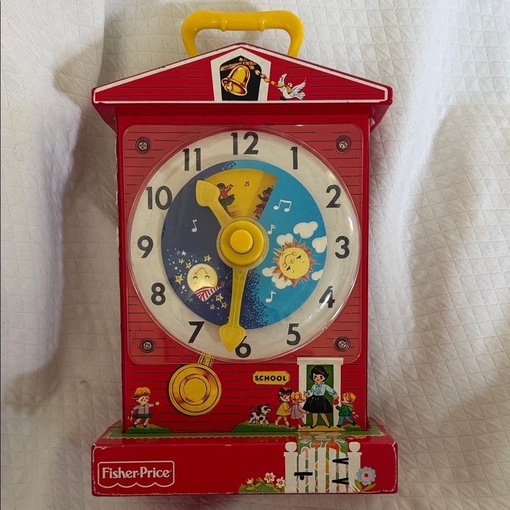 Vintage 1968 Fisher-Price Music Box Teaching Clock Clock #998 - Works!